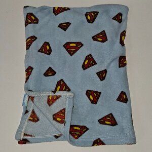 Superman Logo Symbol Blue Fleece Baby Blanket 28x37 DC Superhero Super Friends